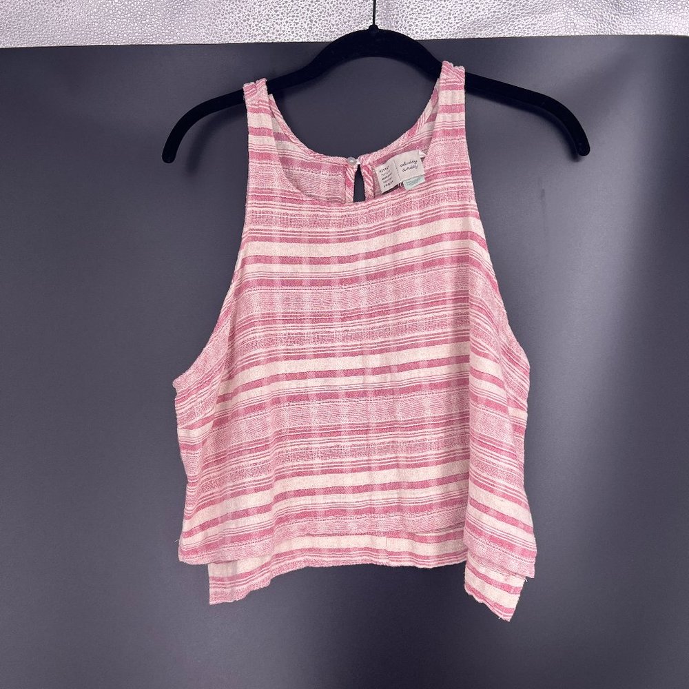 Anthropologie Saturday Sunday pink and cream striped cropped tank top